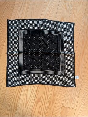 Vintage 1997 The MET Black Polka Dot Square Scarf - Elegant Women’s Accessory